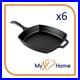 10 1/2 Square Pre-Seasoned Cast Iron Skillet with Helper Handle (6 Skillets)