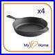 10 1/4 Round Pre-Seasoned Cast Iron Skillet with Helper Handle (4 Skillets)