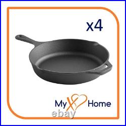 10 1/4 Round Pre-Seasoned Cast Iron Skillet with Helper Handle (4 Skillets)