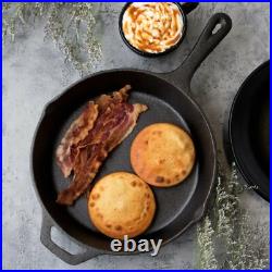 10 1/4 Round Pre-Seasoned Cast Iron Skillet with Helper Handle (4 Skillets)