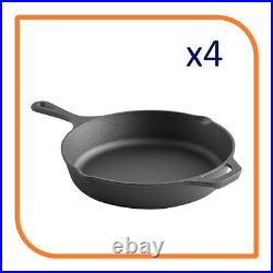 10 1/4 Round Pre-Seasoned Cast Iron Skillet with Helper Handle (4 Skillets)
