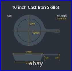 10 Pre-Seasoned Cast Iron Skillet with Handle Cover Versatile & Easy to Clean