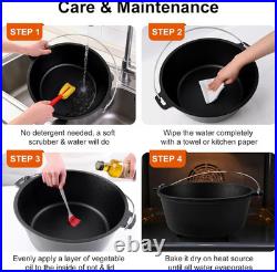10 QT Pre-Seasoned Cast Iron Dutch Oven with Lid & Tripod for Outdoor Cooking