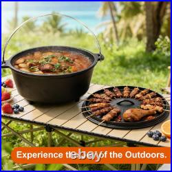 10 QT Pre-Seasoned Cast Iron Dutch Oven with Lid & Tripod for Outdoor Cooking 10 QT Pre-Seasoned Cast Iron Dutch Oven with Lid & Tripod for Outdoor Cooking