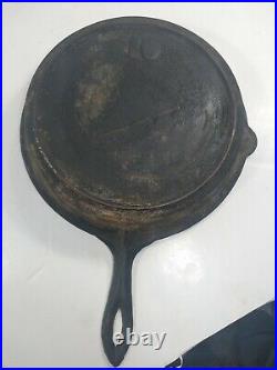 #10 Tulip Handle Cast Iron Skillet Gate Mark Fancy Handle Heavyweight 12 in