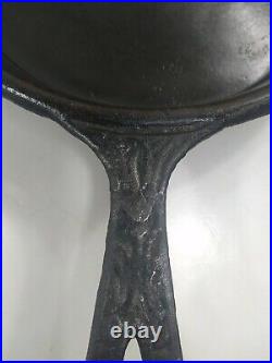 #10 Tulip Handle Cast Iron Skillet Gate Mark Fancy Handle Heavyweight 12 in