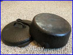 10 Vintage Hammered Cast Iron Deep Skillet With Lid #8 Chicken Fryer Heavy Ugly