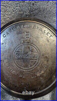 11 Griswold Cast Iron Skillet, 710E, #9 Slant Logo With E. P. U