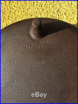 #12 Deep Cast Iron Chuck Wagon Dutch Oven withLid Cover 3 Legged USA