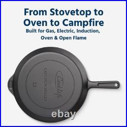 12 Pre-Seasoned Cast Iron Skillet for Oven, Stove, Grill & Campfire Use