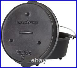 12 Qt Seasoned Cast Iron Dutch Oven Camping Outdoor Cooking Pot with Lid