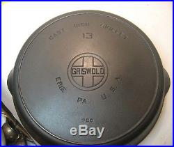13 Inch Block Logo Griswold Cast Iron Skillet Pan Erie Pa No 720 Heat Ring