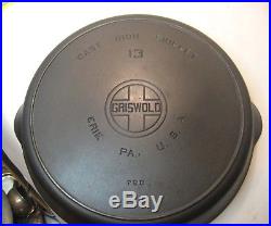 13 Inch Block Logo Griswold Cast Iron Skillet Pan Erie Pa No 720 Heat Ring