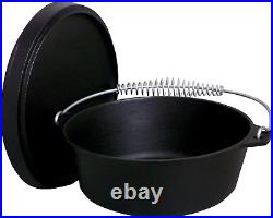 16 Quart Cast Iron Dutch Oven with Lid, Pre-Seasoned, Large Cooking Pot for Cam