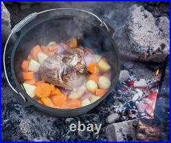 16QT Cast Iron Dutch Oven with Lip Lid & Bail Handle Extra Large Pre-Season