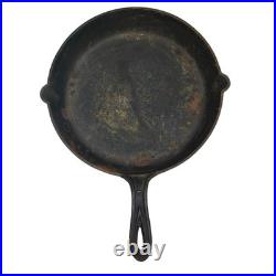1800's Cast Iron No. 9 Skillet with Gate Mark & Semi Fancy Handle 11 Sm Spouts