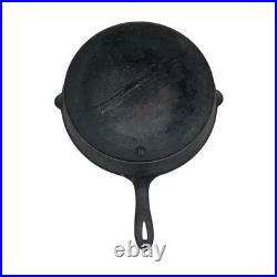 1800's Cast Iron No. 9 Skillet with Gate Mark & Semi Fancy Handle 11 Sm Spouts