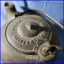 1866-'70's Cast Iron Tea Pot Kettle Great Western Stove Foundry, Leavenworth KS