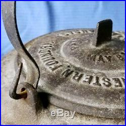 1866-'70's Cast Iron Tea Pot Kettle Great Western Stove Foundry, Leavenworth KS