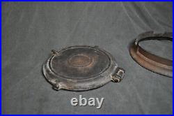 1889 Antique Cast Iron Waffle Maker Size 8-9 With Base, Diamond Pattern, Black