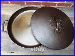 19 Double Handle CM Co Hotel Type Cast Iron Skillet with Lid/ Cover, restored