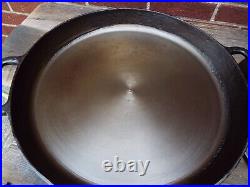 19 Double Handle CM Co Hotel Type Cast Iron Skillet with Lid/ Cover, restored