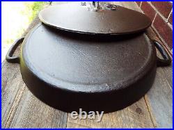 19 Double Handle CM Co Hotel Type Cast Iron Skillet with Lid/ Cover, restored