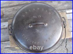 1920s GRISWOLD #13 BASTER DUTCH OVEN w LID TITE-TOP Cast Iron / Slant Logo RARE