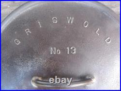 1920s GRISWOLD #13 BASTER DUTCH OVEN w LID TITE-TOP Cast Iron / Slant Logo RARE