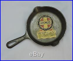 1930's #3 Unused Griswold Cliff Cornell Skillet with Original Paper Sticker