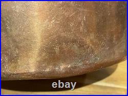 19th LARGE CENTURY ANTIQUE VINTAGE COPPER COOKING POT W CAST IRON HANDLE 5 X 9.5