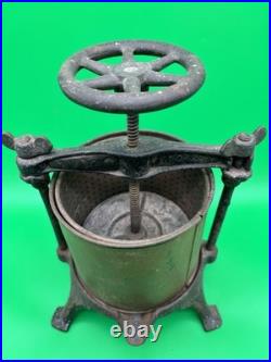 19thc LOGAN + STROBRIDGE Co No 2 CAST IRON + Copper 1Qt FRUIT -LARD PRESS