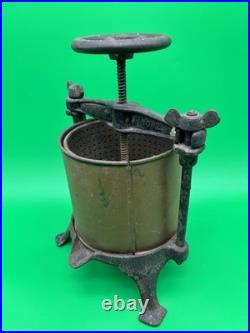 19thc LOGAN + STROBRIDGE Co No 2 CAST IRON + Copper 1Qt FRUIT -LARD PRESS