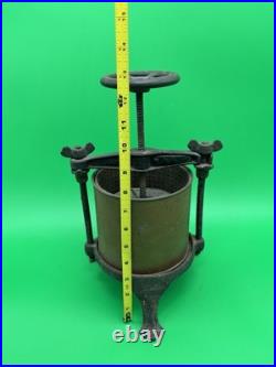 19thc LOGAN + STROBRIDGE Co No 2 CAST IRON + Copper 1Qt FRUIT -LARD PRESS