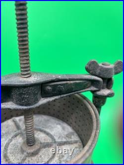 19thc LOGAN + STROBRIDGE Co No 2 CAST IRON + Copper 1Qt FRUIT -LARD PRESS