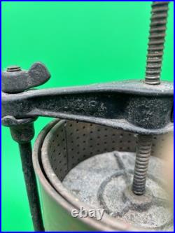 19thc LOGAN + STROBRIDGE Co No 2 CAST IRON + Copper 1Qt FRUIT -LARD PRESS