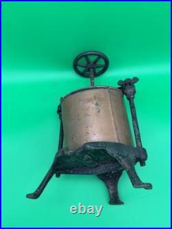 19thc LOGAN + STROBRIDGE Co No 2 CAST IRON + Copper 1Qt FRUIT -LARD PRESS