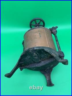 19thc LOGAN + STROBRIDGE Co No 2 CAST IRON + Copper 1Qt FRUIT -LARD PRESS