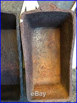 (2) ANTIQUE CAST IRON X LARGE EUROPEAN BREAD PANS RARE HTF/ L-22in