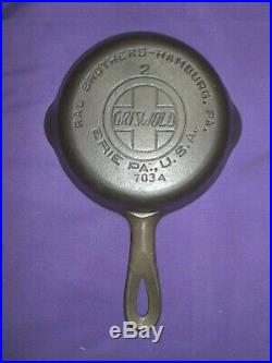 #2 Griswold Erie Cast Iron Skillet Smooth Bottom Slant Logo Excellent Condition