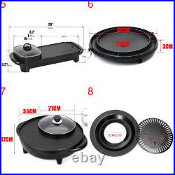2 In 1 Electric Barbecue Pan Grill Teppanyaki Cook Fry BBQ Oven Hot Pot Shabu