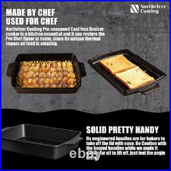 2-In-1 Pre-Seasoned Cast Iron Dutch Oven & Skillet Lid, 6QT, 9X13 Casserole Di