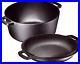 2-In-1 Pre-Seasoned Cast Iron Dutch Oven with Handles Crock Pot Black Cast Iro