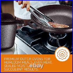 2-In-1 Pre-Seasoned Cast Iron Dutch Oven with Handles Crock Pot Black Cast Iro