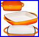 2-In-1 Square Enamel Cast Iron Dutch Oven with Handles, Pumpkin Spice Cast Iron