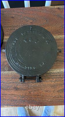 2 Piece Vintage Cast Iron Waffle Maker & Base 7 & 8Orr Painter & Co. Reading PA