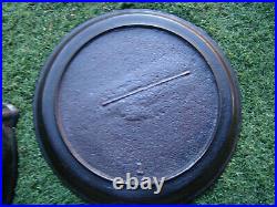 2 Vintage Cast Iron #8 Flat Griddle & Skillet Pan Heat Ring Gate Mark 1800s Nice