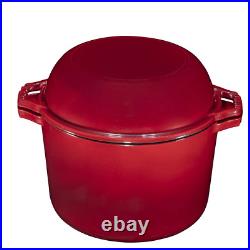2 in 1 Enameled Cast Iron Double Dutch Oven & Skillet Lid, 5-Quart, Induction, E