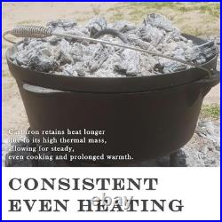 20QT Cast Iron Dutch Oven with Lip Lid & Bail Handle Extra Large Pre-Season