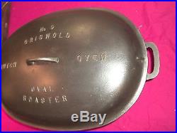 20qt #9 Griswold Oval Roaster Cast Iron Dutch Oven with Fully Marked Lid #649 #650